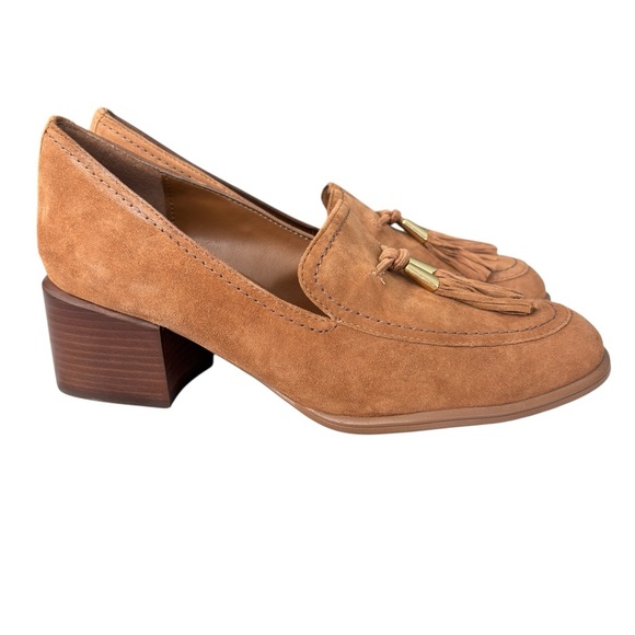 Naturalizer Heels Womens Sz 8 M Trixie Loafers Pumps Tassel Brown Suede Leather - Picture 8 of 11